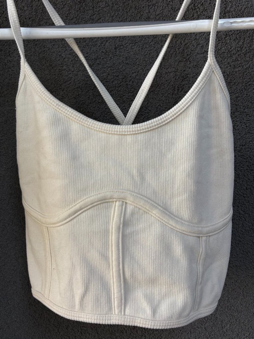 Garage White Ribbed Crop Tank | Strappy Back